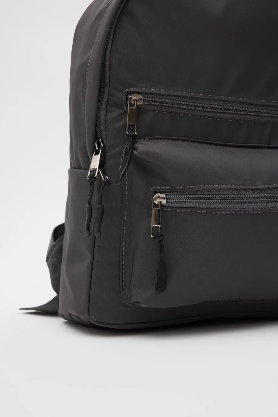 Faux leather backpack for women in charcoal