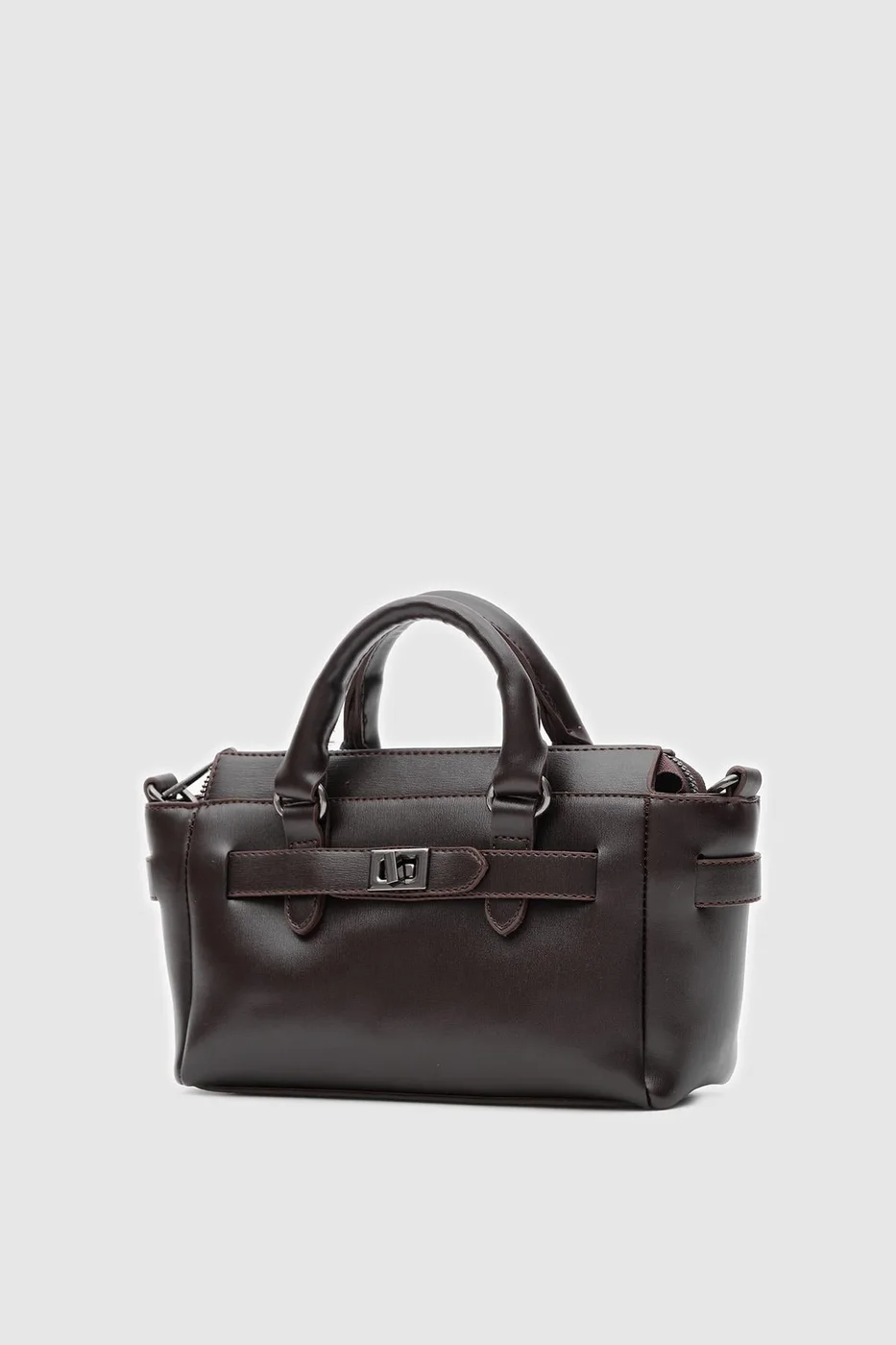 Faux leather crossbody bag in dark brown