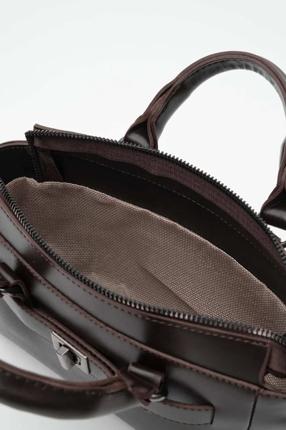 Faux leather crossbody bag in dark brown