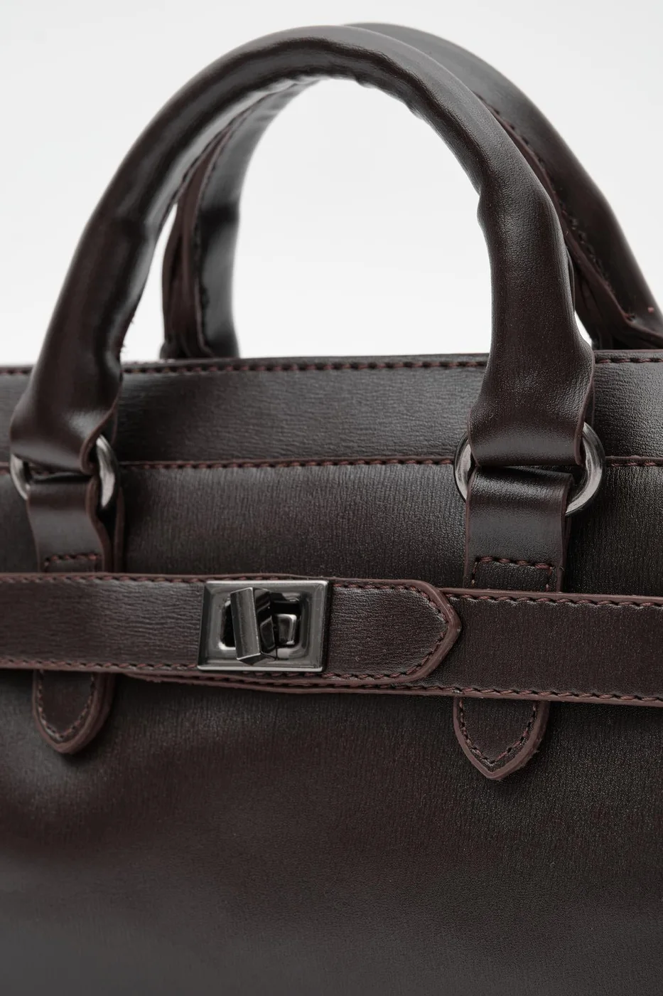 Faux leather crossbody bag in dark brown