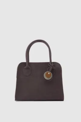 faux suede shoulder bag in brown