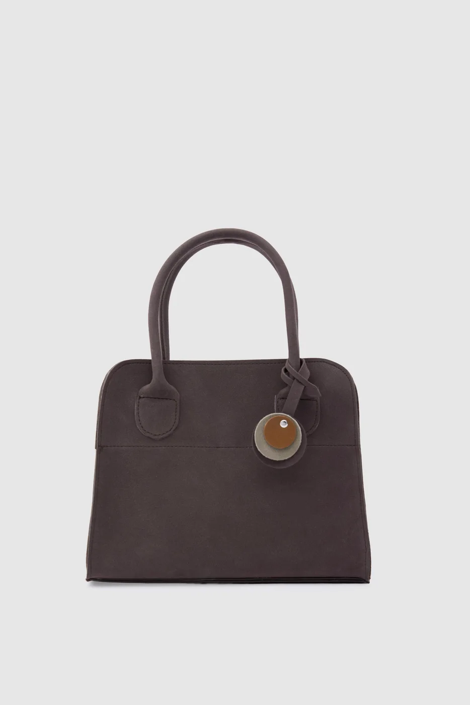 faux suede shoulder bag in brown