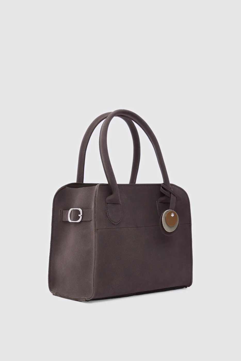 faux suede shoulder bag in brown