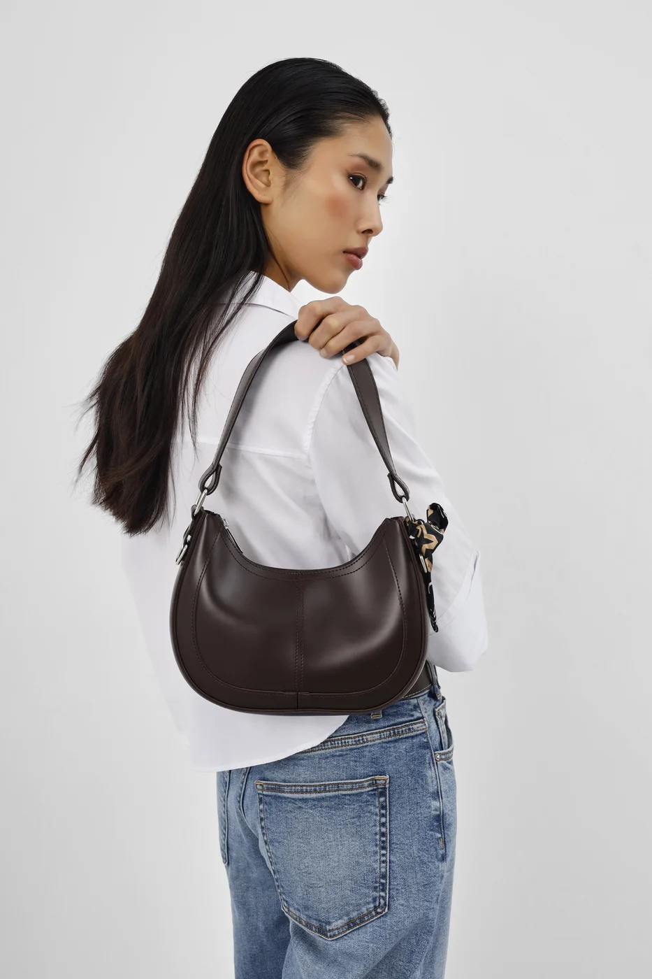 faux leather baguette bag faux leather baguette bag in dark brown