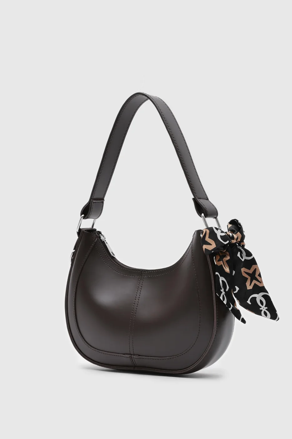 faux leather baguette bag faux leather baguette bag in dark brown