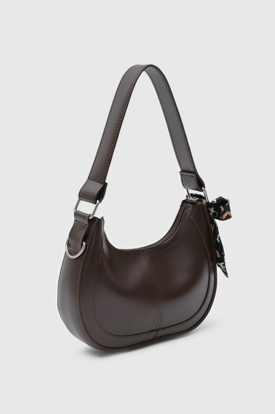 faux leather baguette bag faux leather baguette bag in dark brown