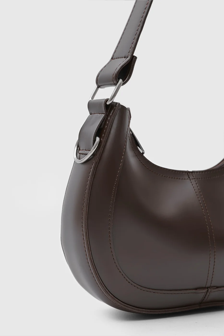 faux leather baguette bag faux leather baguette bag in dark brown
