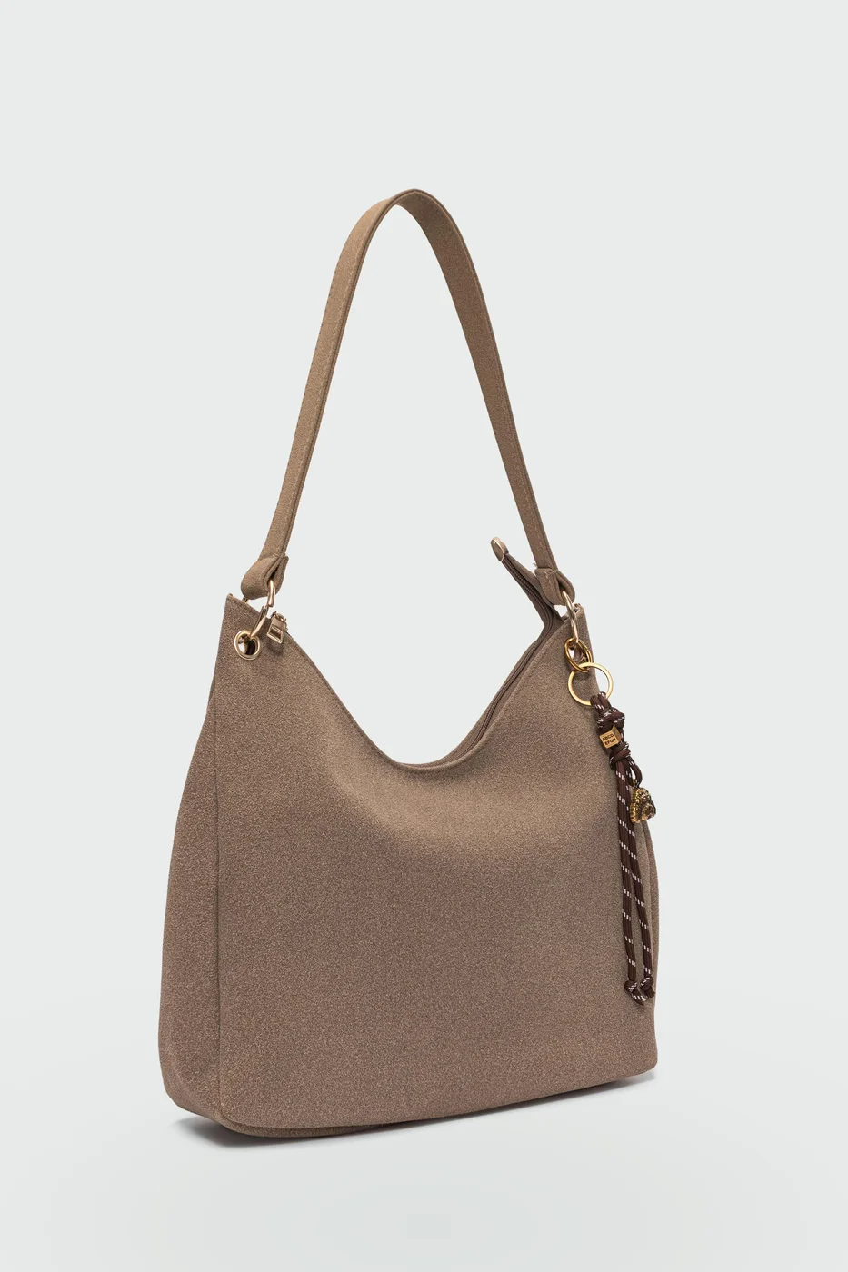 faux suede shoulder bag faux suede shoulder bag in taupe