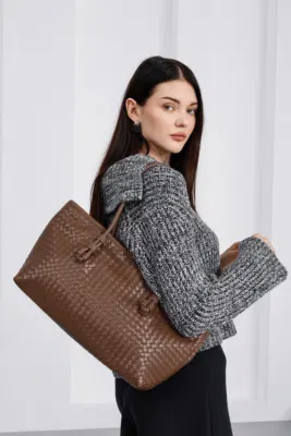 Faux Leather Shoulder Bag in tan