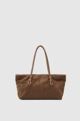 faux suede shoulder bag in tan
