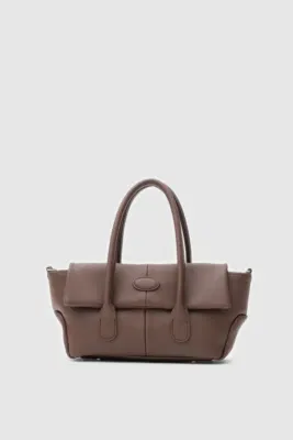 Faux leather crossbody bag in dark brown