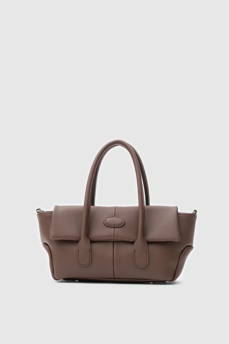 Faux leather crossbody bag in dark brown