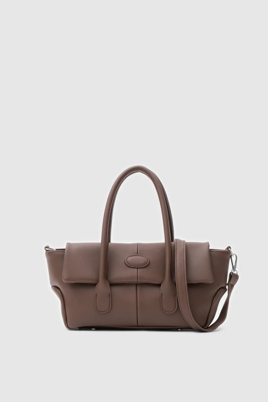 Faux leather crossbody bag in dark brown