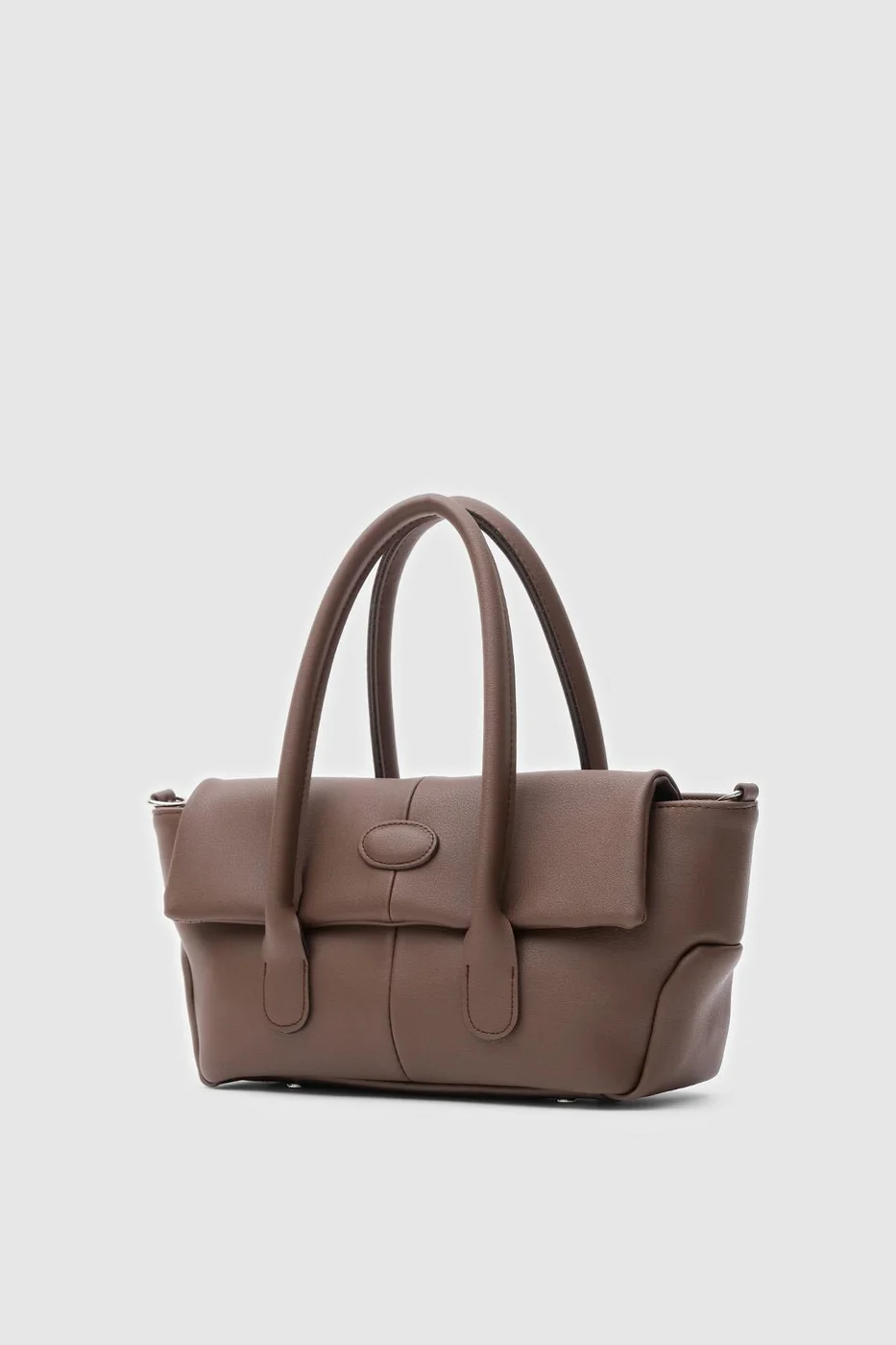 Faux leather crossbody bag in dark brown