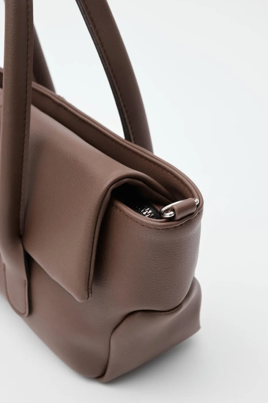 Faux leather crossbody bag in dark brown