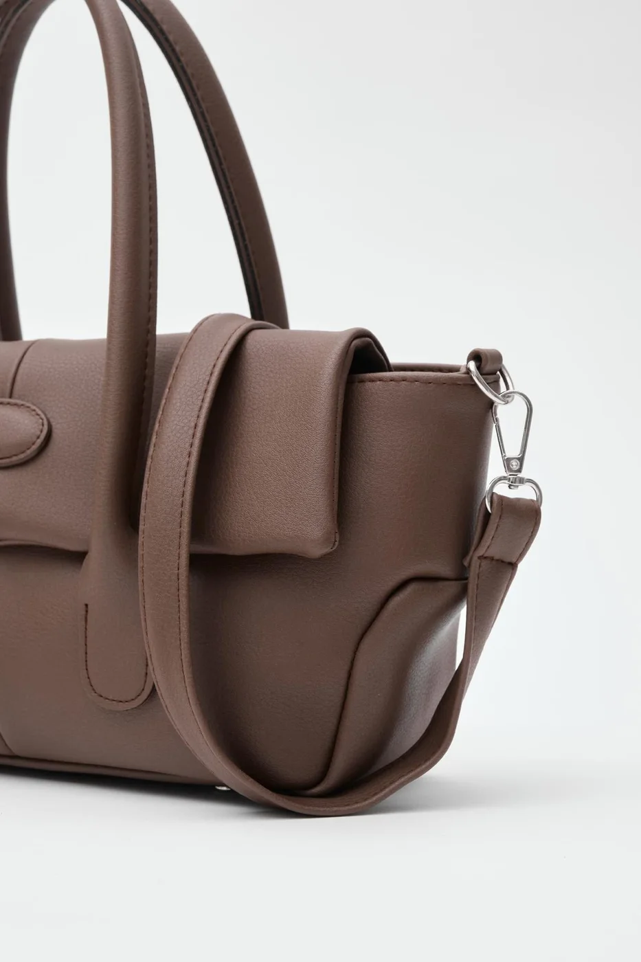 Faux leather crossbody bag in dark brown