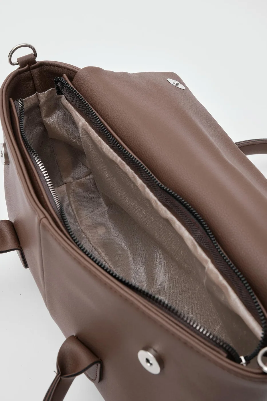 Faux leather crossbody bag in dark brown