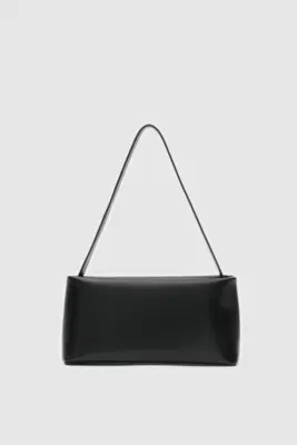 Faux leather baguette bag in black