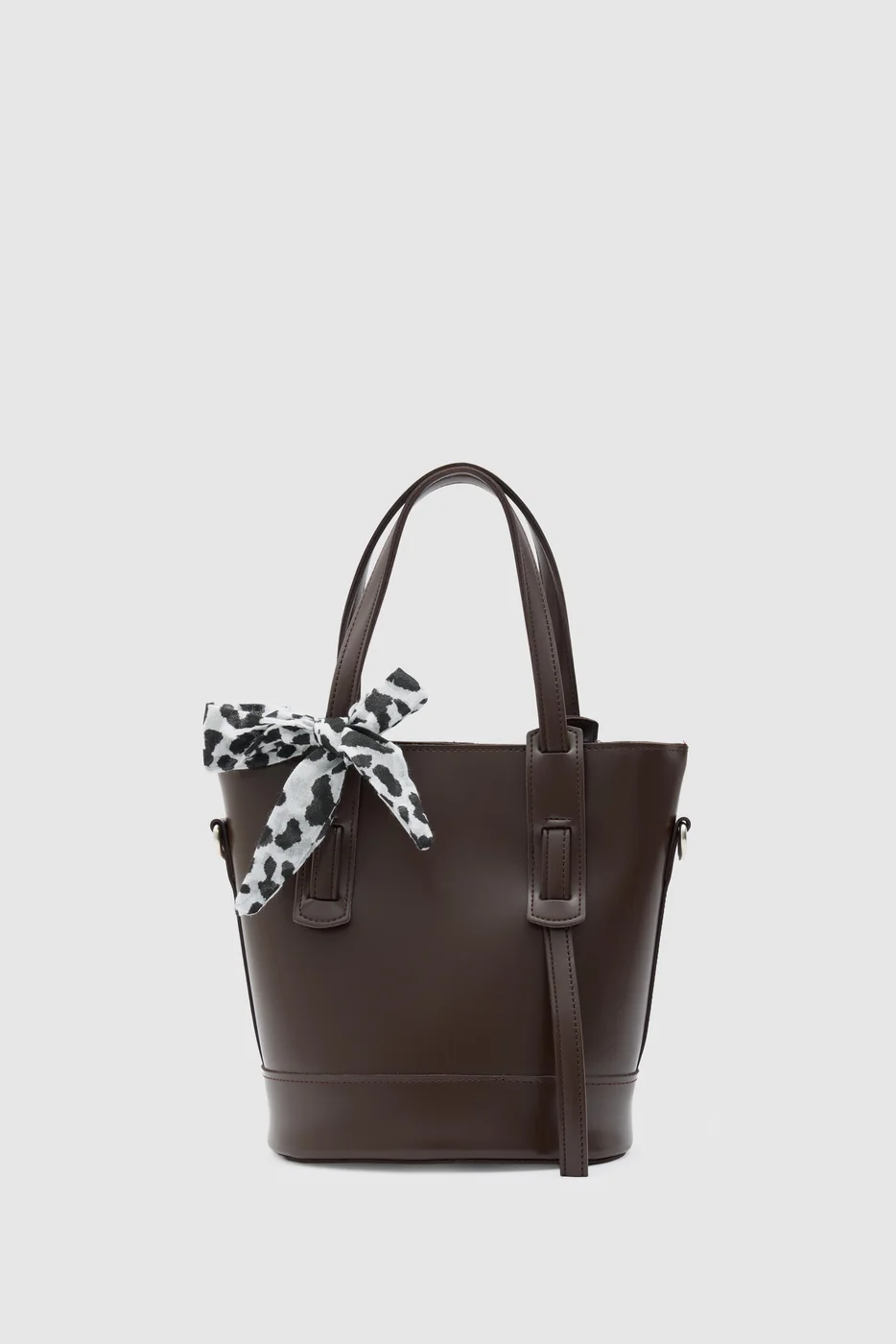 Faux leather crossbody bag for women in dark brown