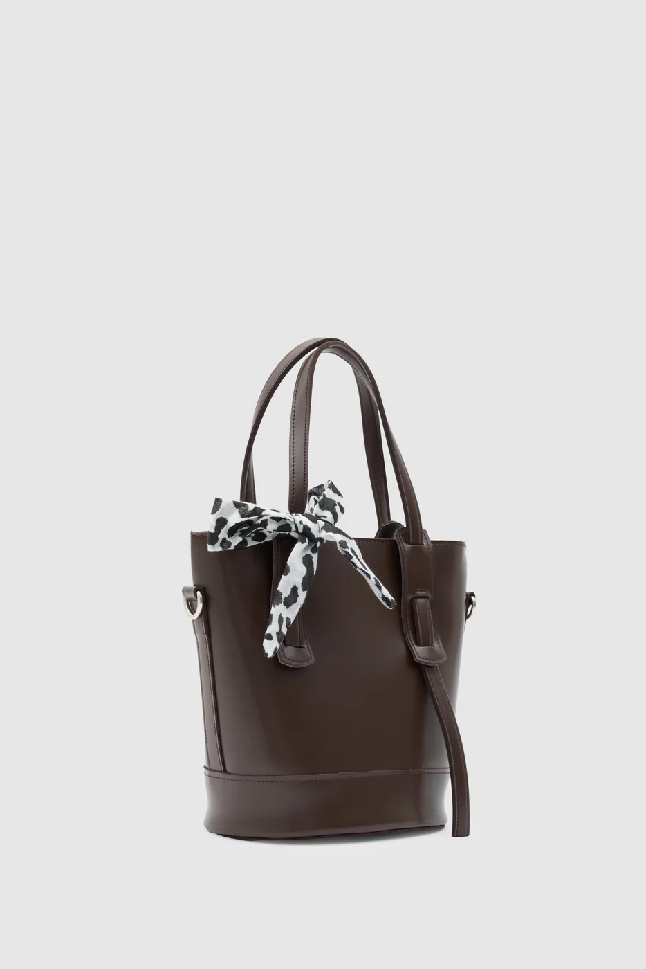 Faux leather crossbody bag for women in dark brown