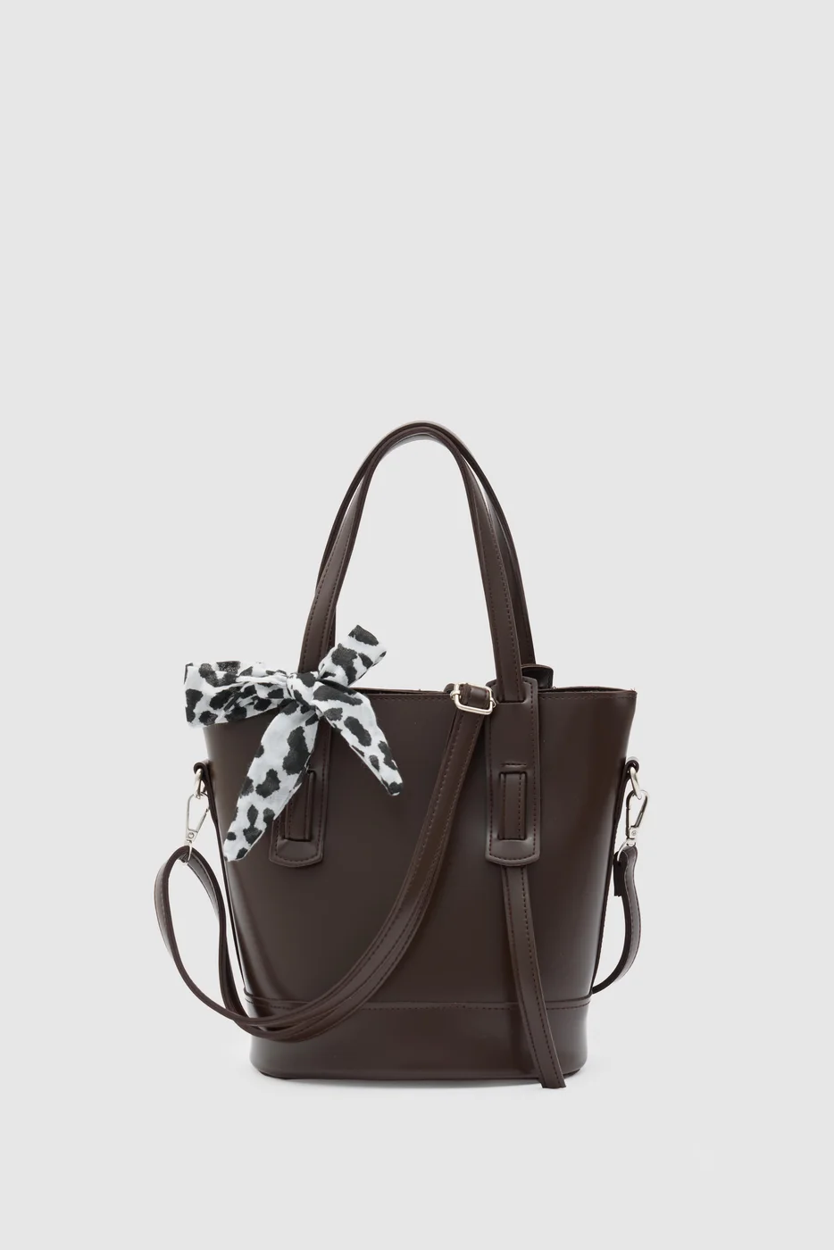 Faux leather crossbody bag for women in dark brown