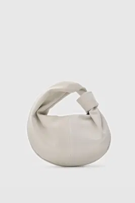 faux suede baguette bag in stone