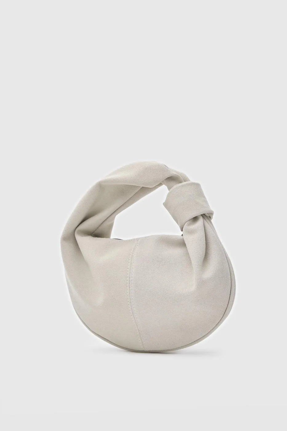 faux suede baguette bag in stone