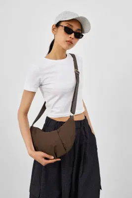Technical Fabric Shoulder Bag in dark brown