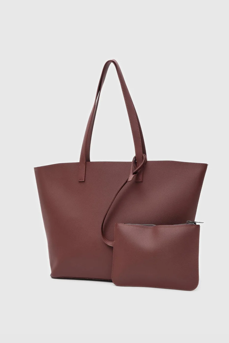 Faux leather shoulder bag for women in hazelnut