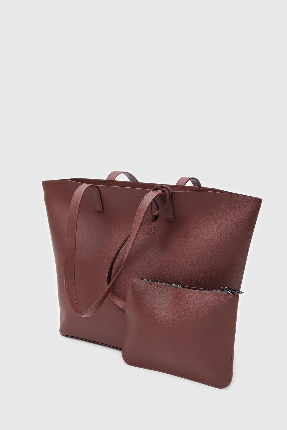 Faux leather shoulder bag for women in hazelnut