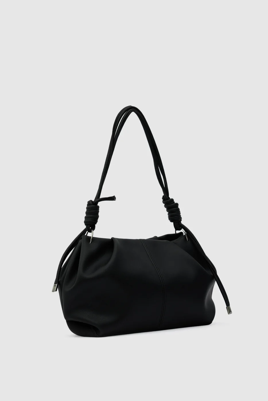 Faux leather shoulder bag in black