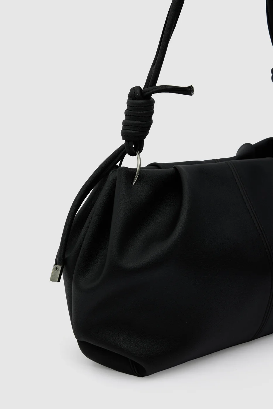 Faux leather shoulder bag in black