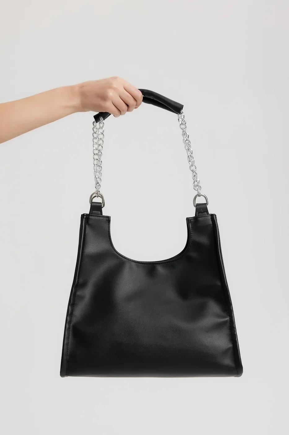 Faux leather shoulder bag Faux leather shoulder bag in black
