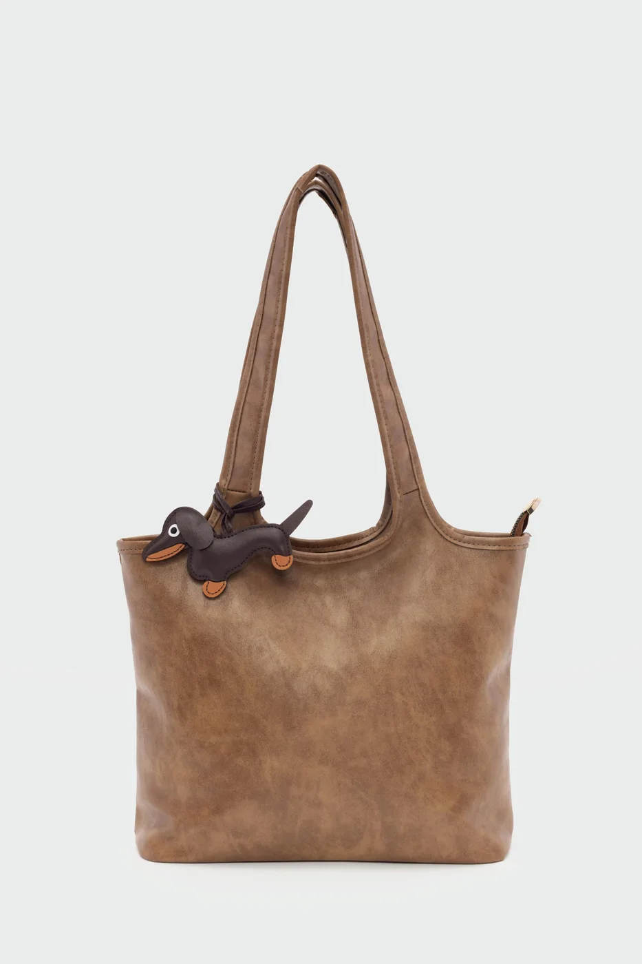 faux leather shoulder bag in taupe