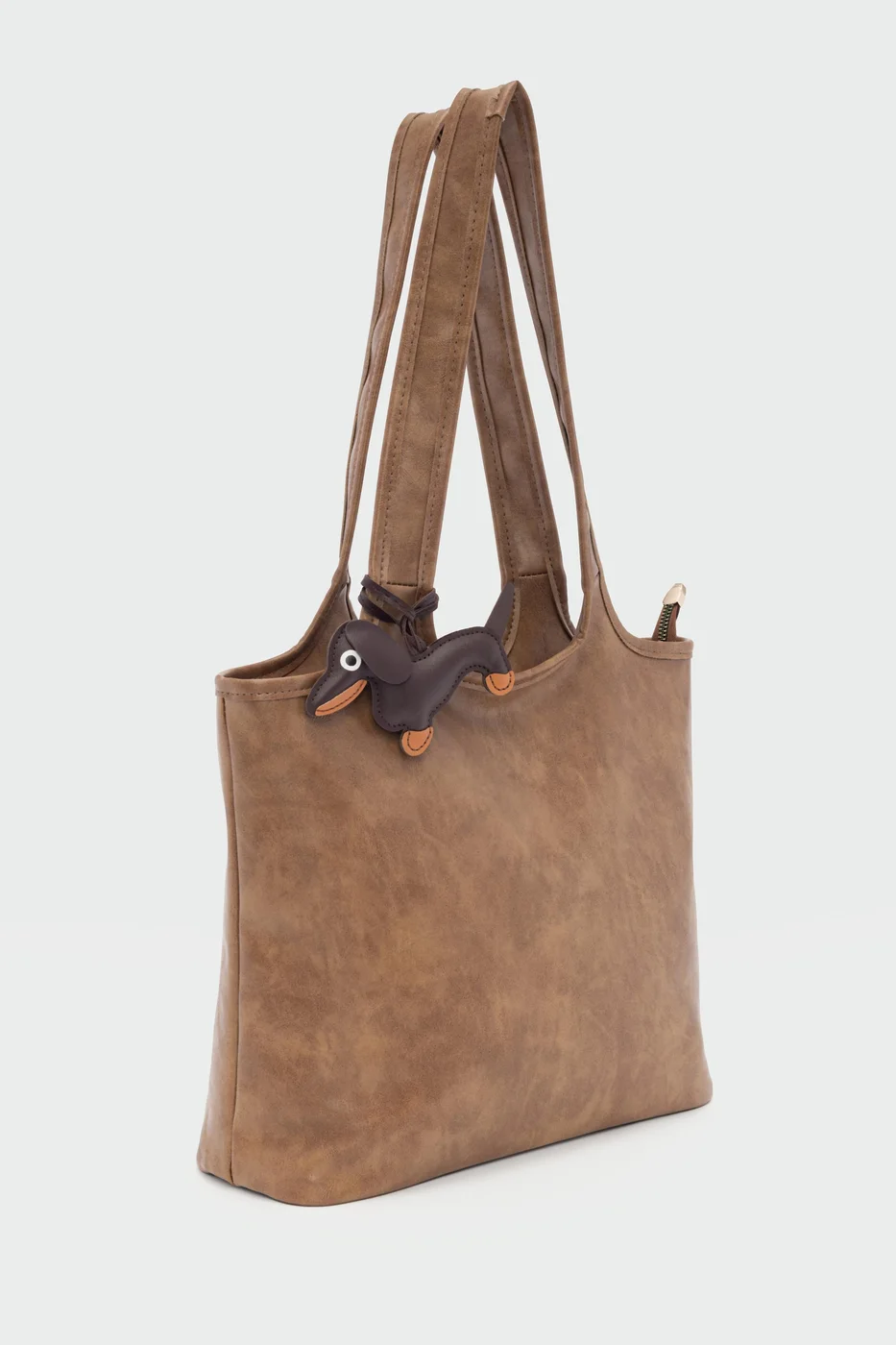 faux leather shoulder bag in taupe
