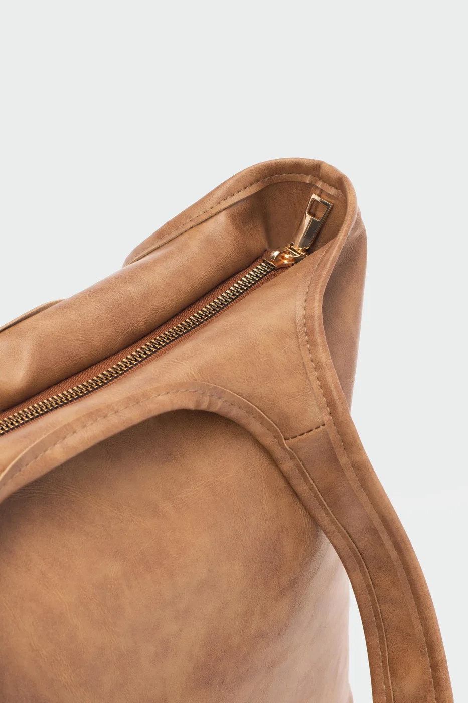 faux leather shoulder bag in taupe
