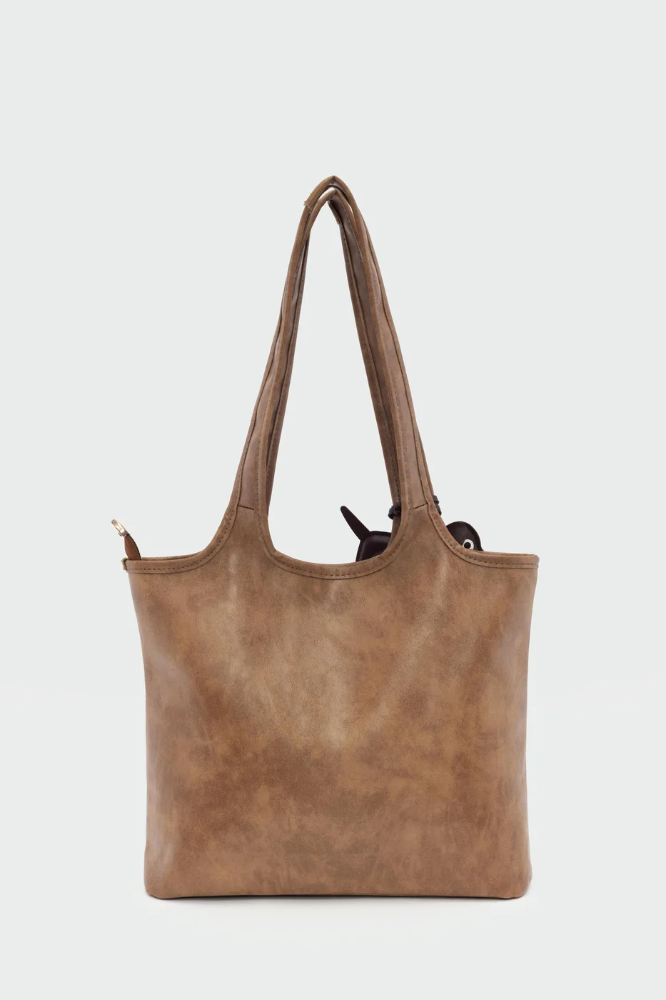 faux leather shoulder bag in taupe