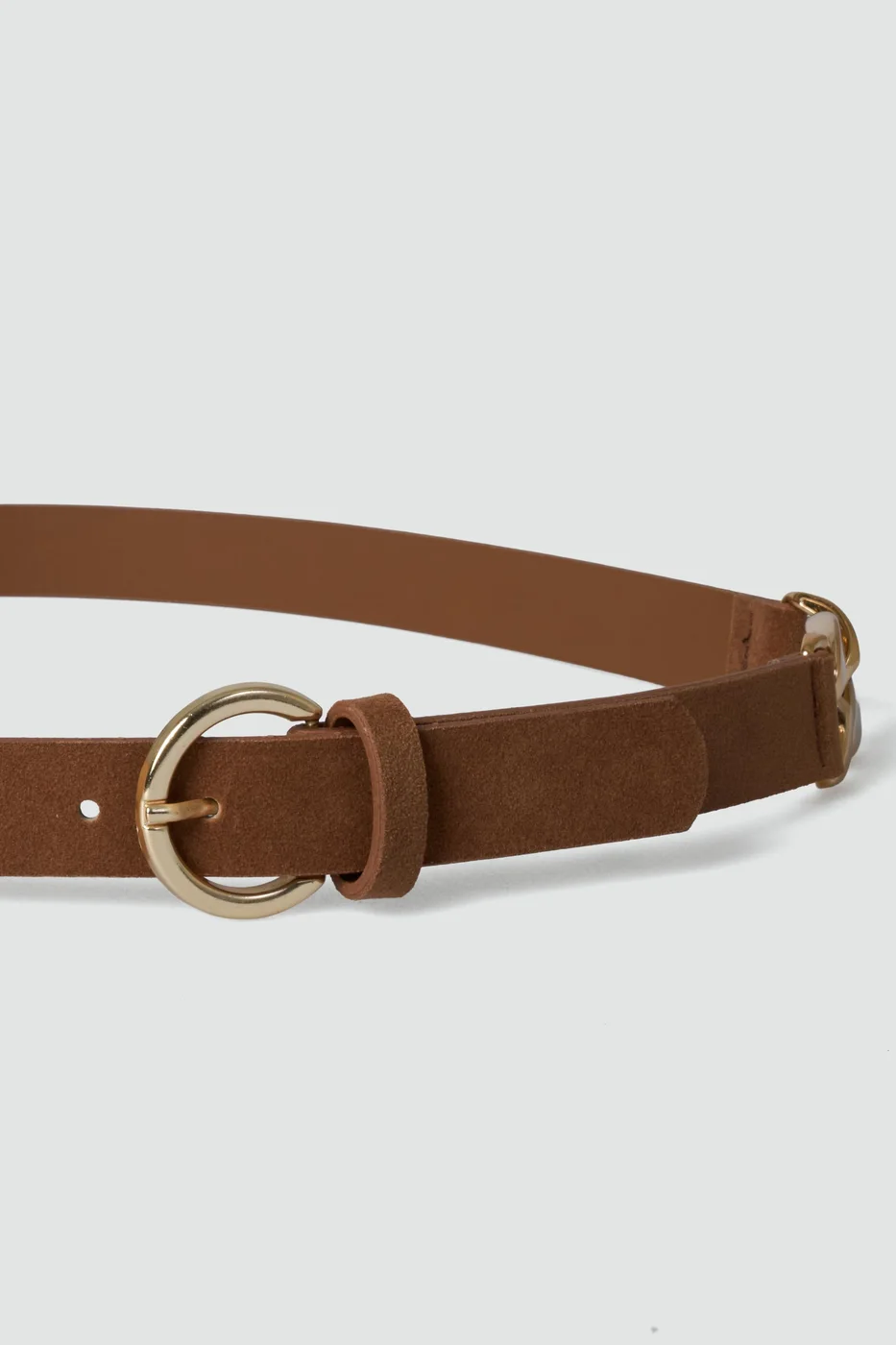 faux suede belt with chain detail in tan