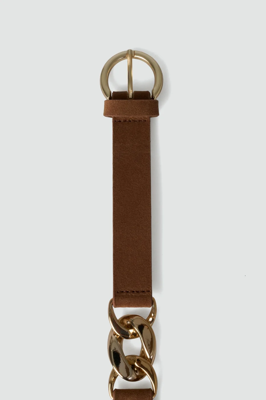 faux suede belt with chain detail in tan