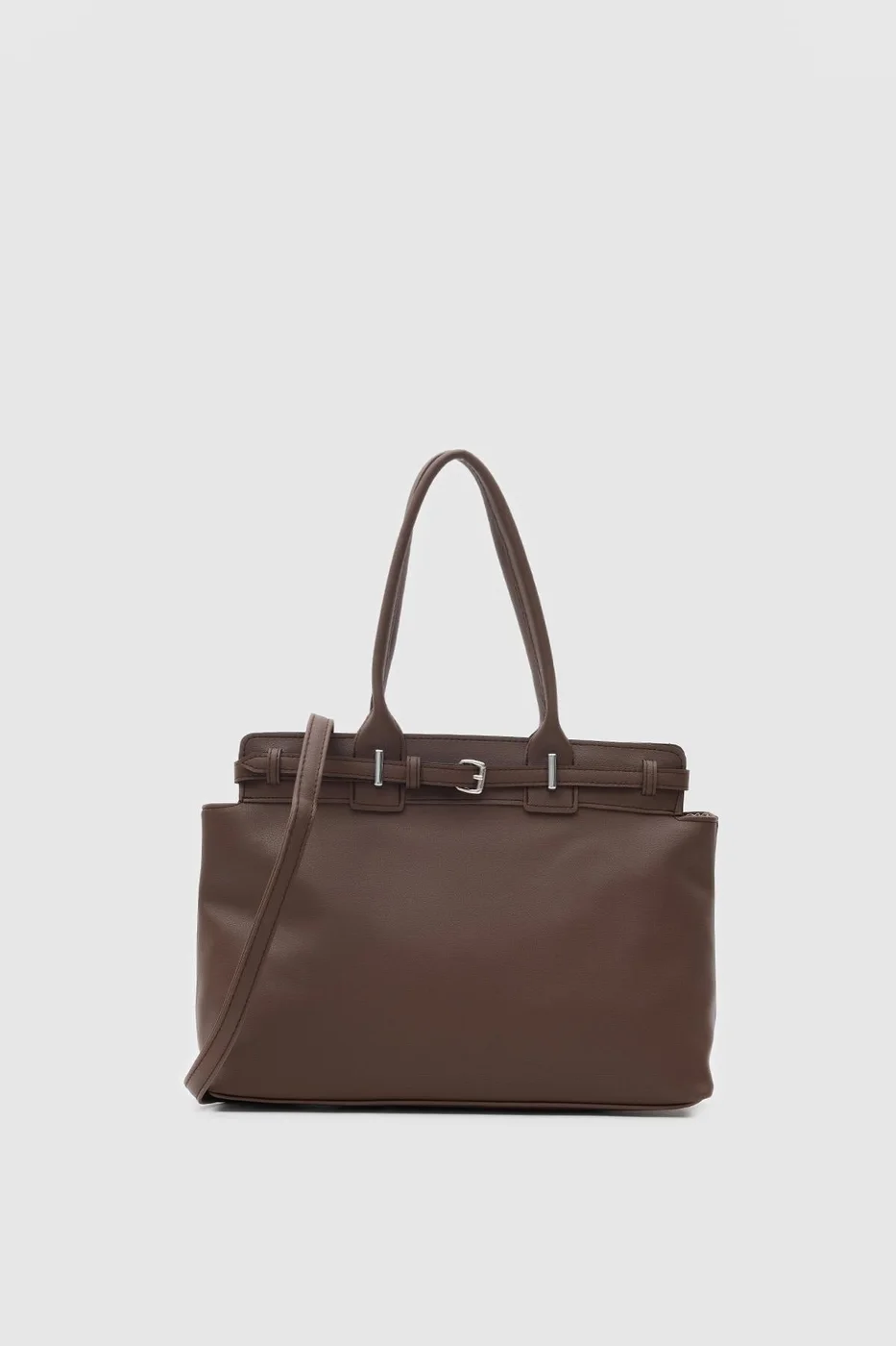 Faux leather shoulder bag with stylish design Faux leather shoulder bag with stylish design in dark brown