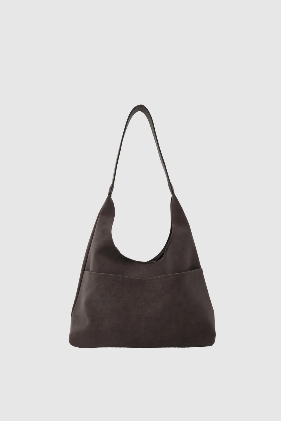 faux suede shoulder bag in brown