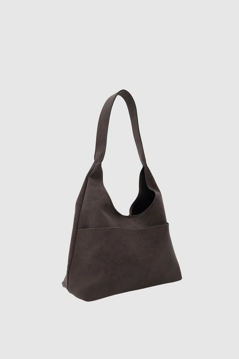 faux suede shoulder bag in brown