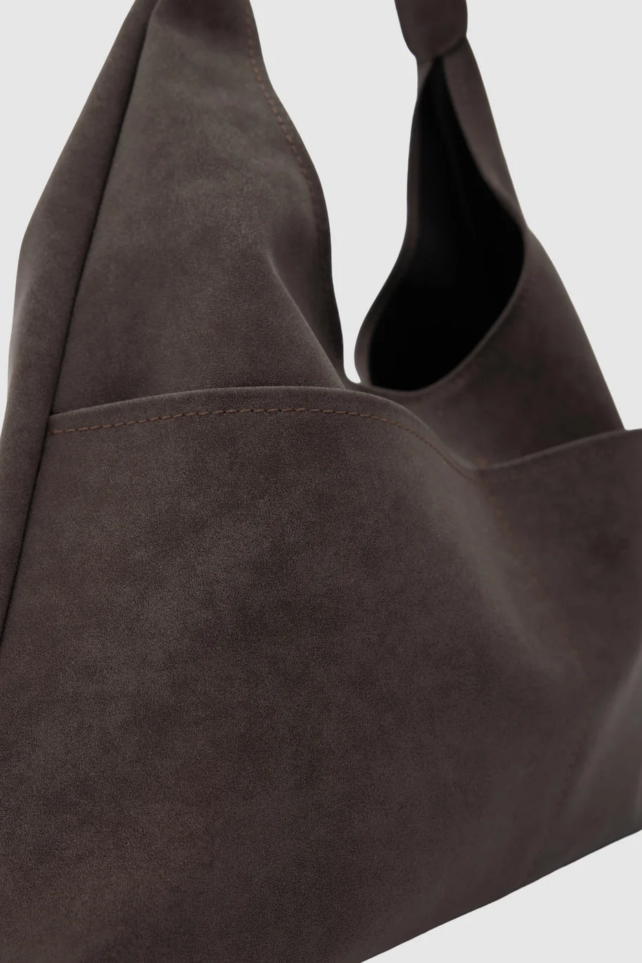 faux suede shoulder bag in brown