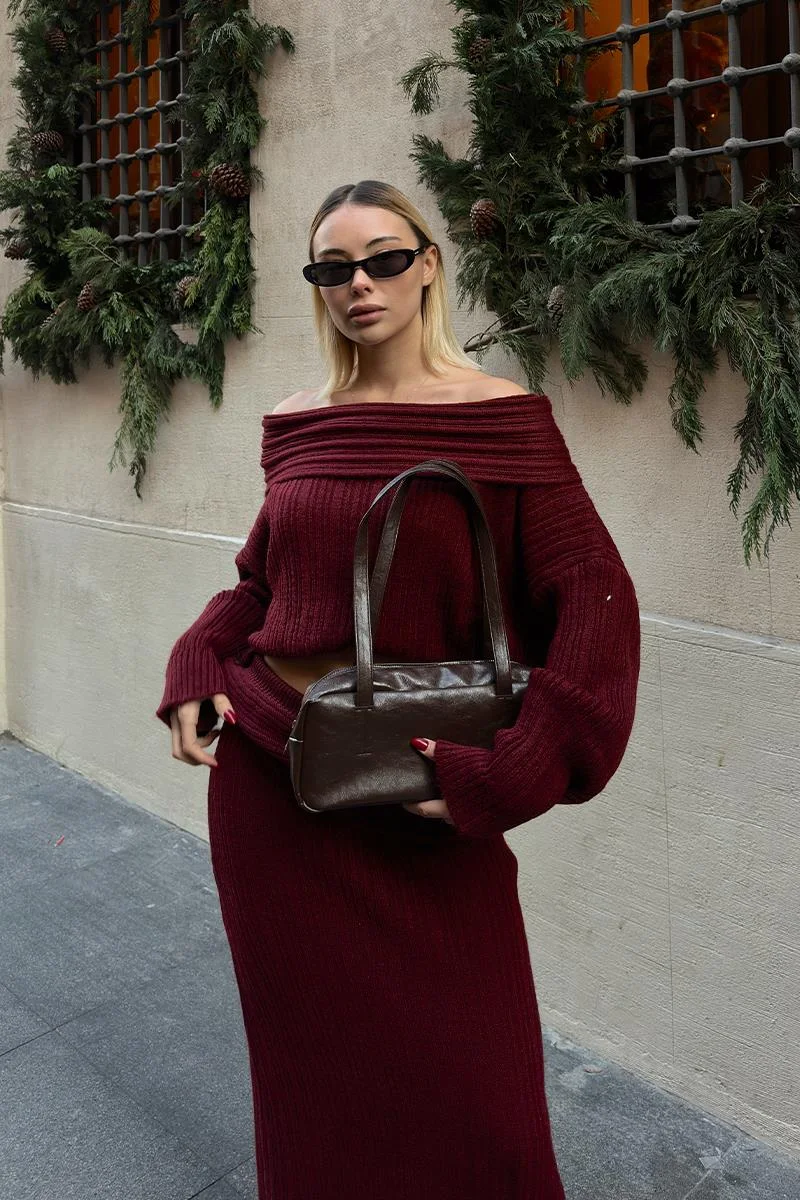 Faux leather baguette bag Faux leather baguette bag in dark brown