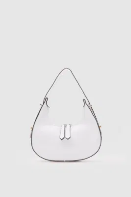 faux leather baguette bag in white