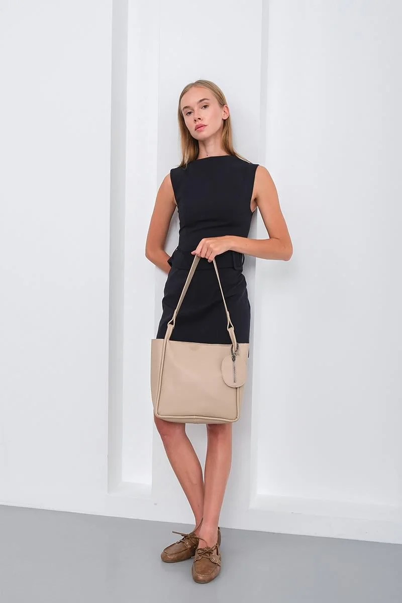 Faux leather shoulder bag Faux leather shoulder bag in beige