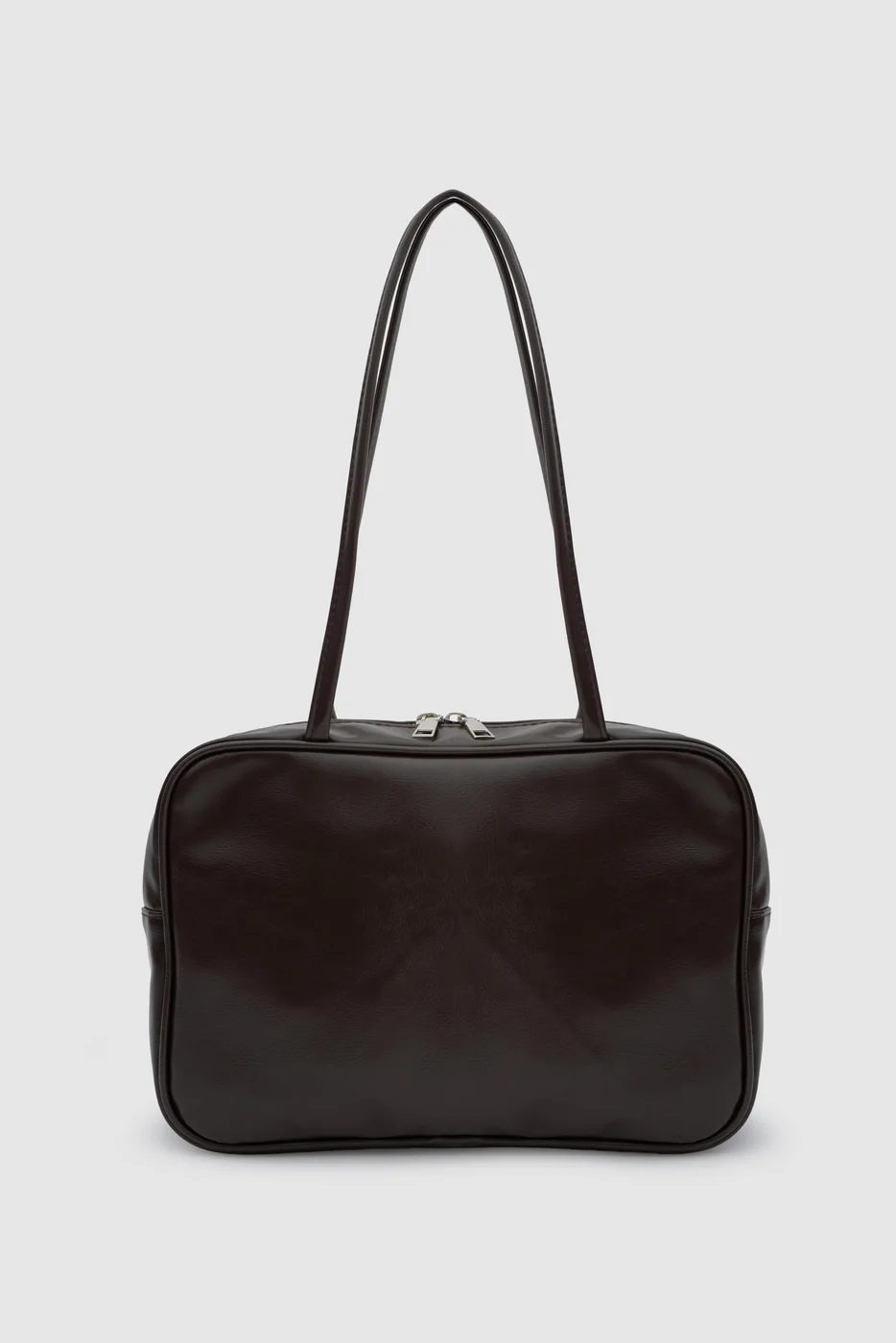 faux leather shoulder bag faux leather shoulder bag in dark brown