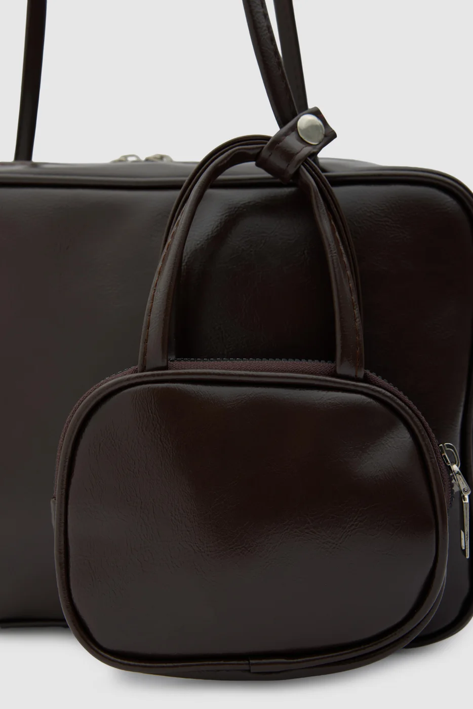 faux leather shoulder bag faux leather shoulder bag in dark brown