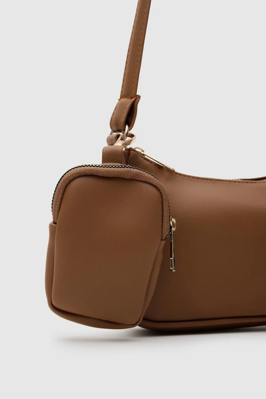 Faux leather crossbody bag in tan