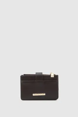 Faux leather wallet for women in dark brown